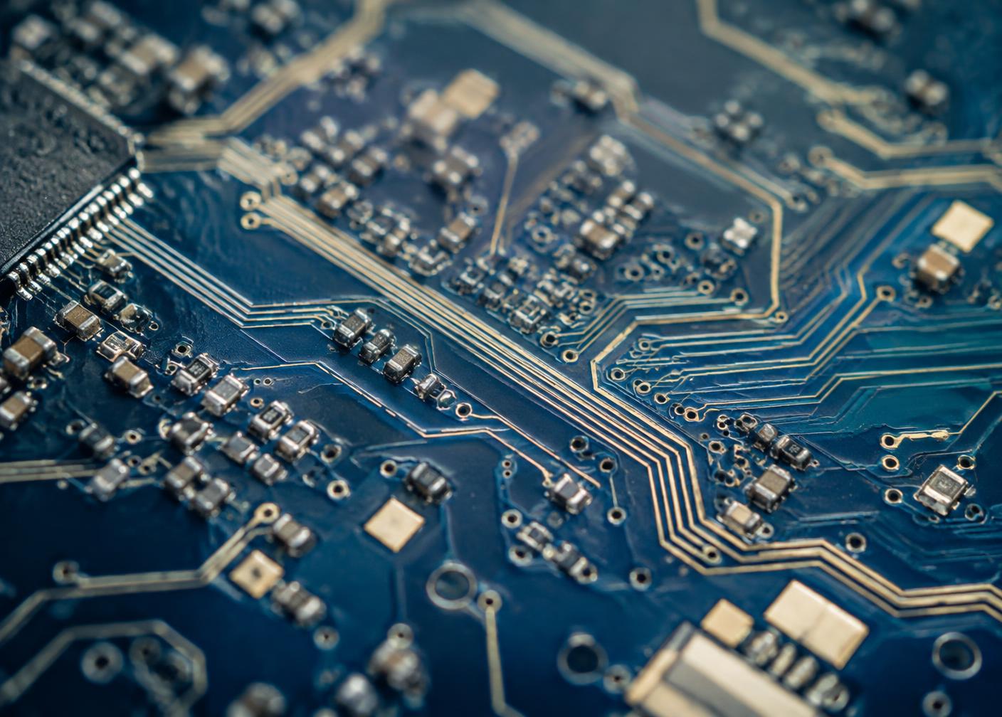 Close-up of circuit board traces representing automated workflows